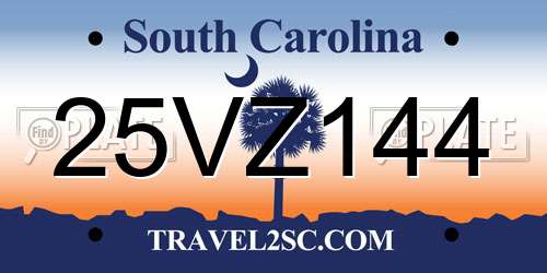 25VZ144 South Carolina License Plate
