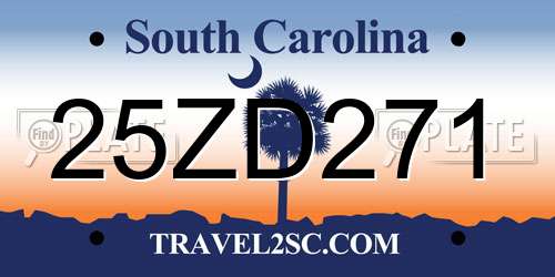 25ZD271 South Carolina License Plate