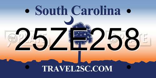 25ZE258 South Carolina License Plate