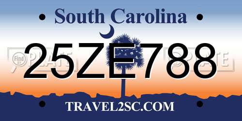25ZE788 South Carolina License Plate