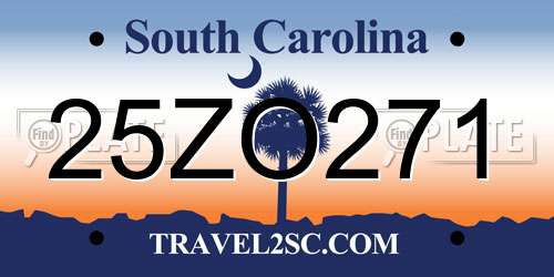 25ZO271 South Carolina License Plate