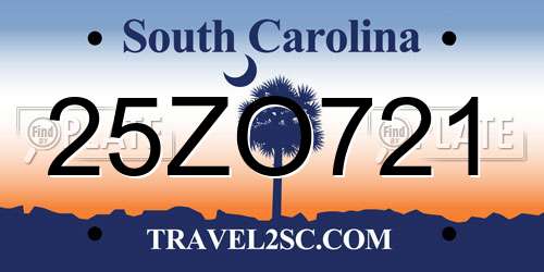 25ZO721 South Carolina License Plate