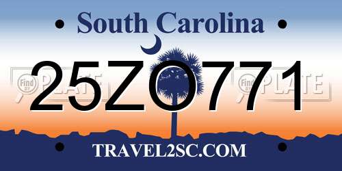 25ZO771 South Carolina License Plate