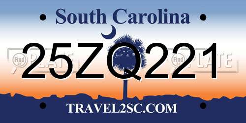 25ZQ221 South Carolina License Plate