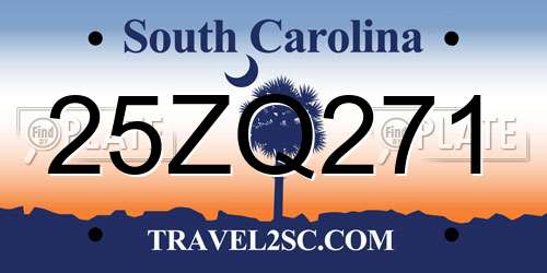 25ZQ271 South Carolina License Plate