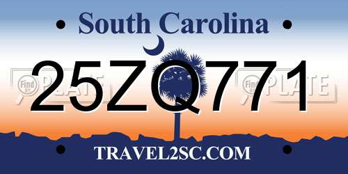 25ZQ771 South Carolina License Plate
