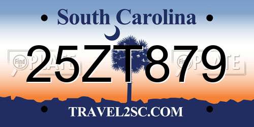 25ZT879 South Carolina License Plate