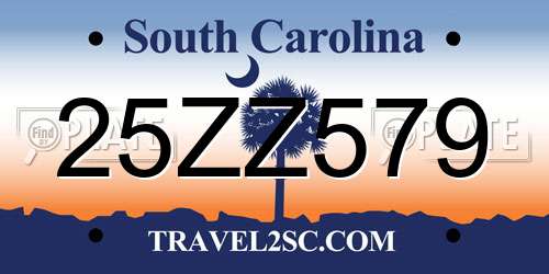 25ZZ579 South Carolina License Plate