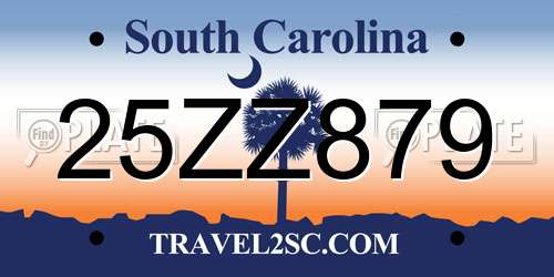 25ZZ879 South Carolina License Plate