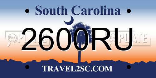 2600RU South Carolina License Plate