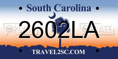 2602LA South Carolina License Plate