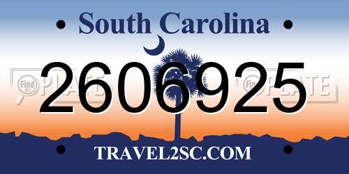 2606925 South Carolina License Plate