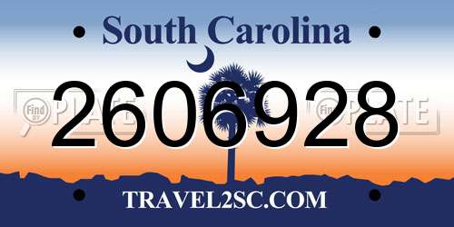2606928 South Carolina License Plate