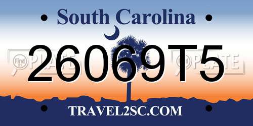 26069T5 South Carolina License Plate