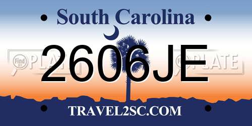 2606JE South Carolina License Plate