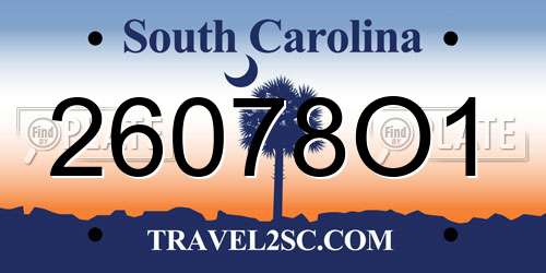26078O1 South Carolina License Plate