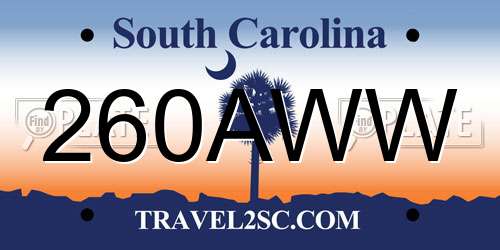 260AWW South Carolina License Plate