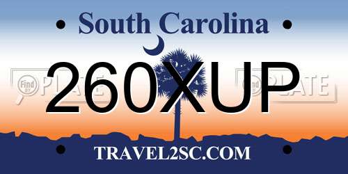 260XUP South Carolina License Plate