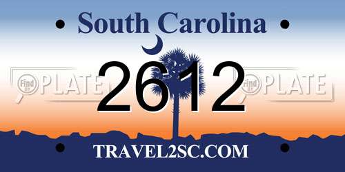 2612 South Carolina License Plate
