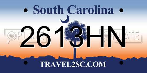 2613HN South Carolina License Plate