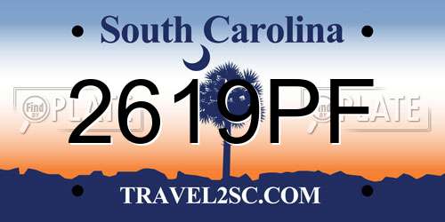 2619PF South Carolina License Plate