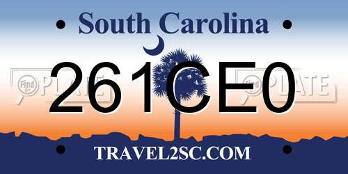 261CE0 South Carolina License Plate