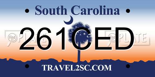 261CED South Carolina License Plate