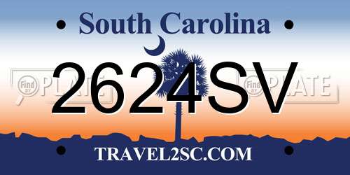 2624SV South Carolina License Plate