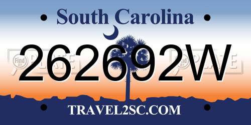 262692W South Carolina License Plate