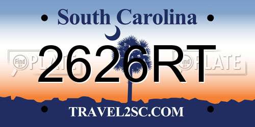 2626RT South Carolina License Plate