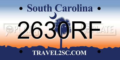 2630RF South Carolina License Plate