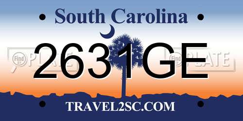 2631GE South Carolina License Plate