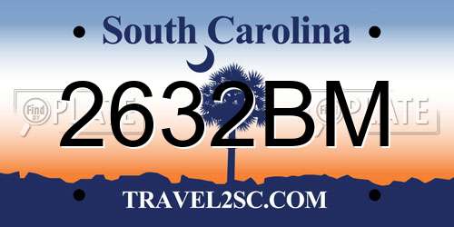 2632BM South Carolina License Plate
