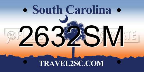 2632SM South Carolina License Plate