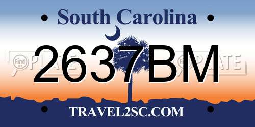 2637BM South Carolina License Plate