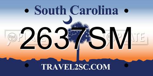 2637SM South Carolina License Plate