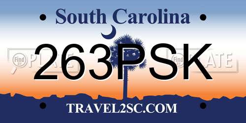 263PSK South Carolina License Plate