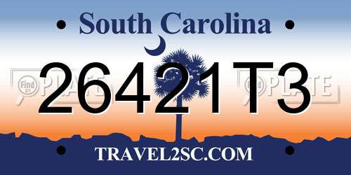 26421T3 South Carolina License Plate