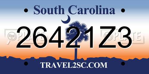 26421Z3 South Carolina License Plate