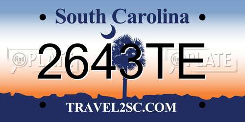 2643TE South Carolina License Plate