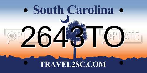 2643TO South Carolina License Plate