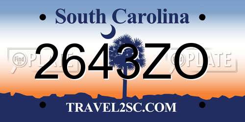 2643ZO South Carolina License Plate