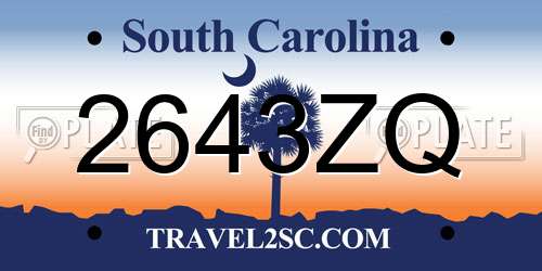 2643ZQ South Carolina License Plate
