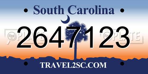 2647123 South Carolina License Plate