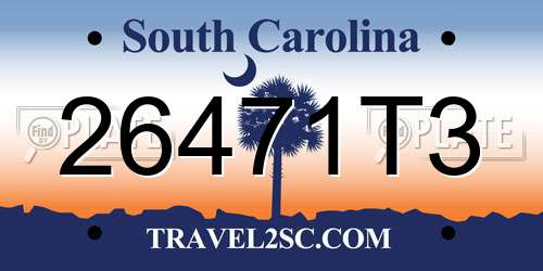 26471T3 South Carolina License Plate