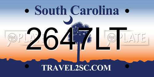 2647LT South Carolina License Plate
