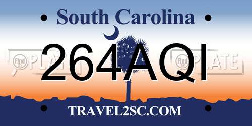 264AQI South Carolina License Plate