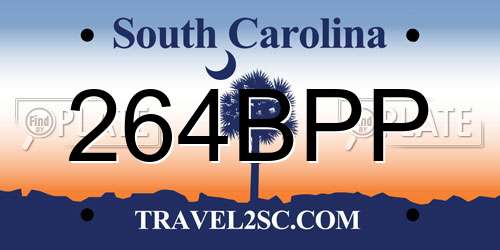 264BPP South Carolina License Plate