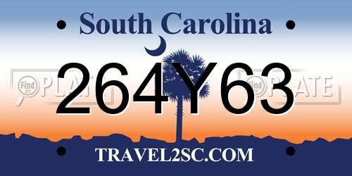 264Y63 South Carolina License Plate