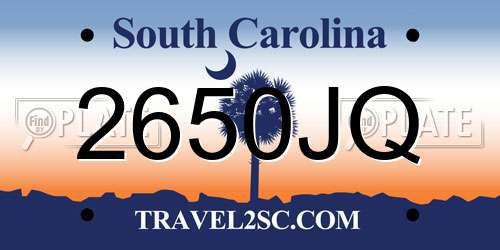 2650JQ South Carolina License Plate